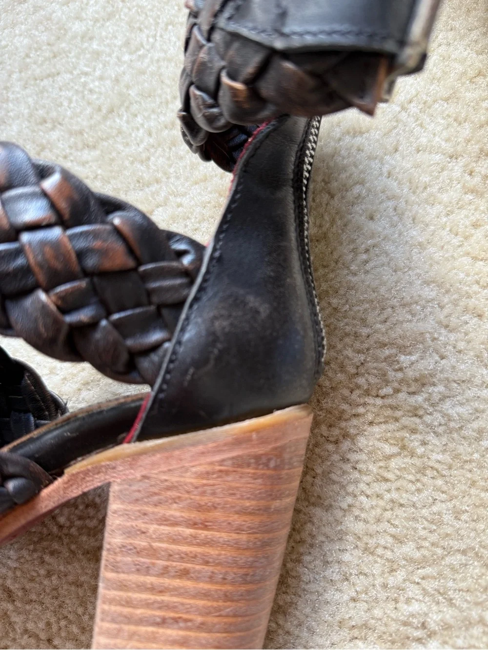 Freebird by Steven Dark Brown Bayou Braided Leather Ankle-Strap Booties